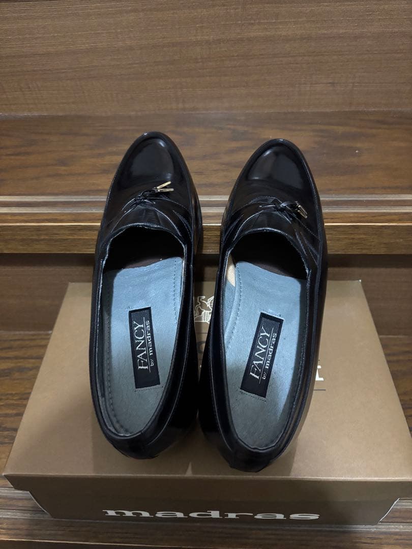 ヒ*す様 マドラスmadras革靴レザードレスシューズFANCY黒25.5EE新