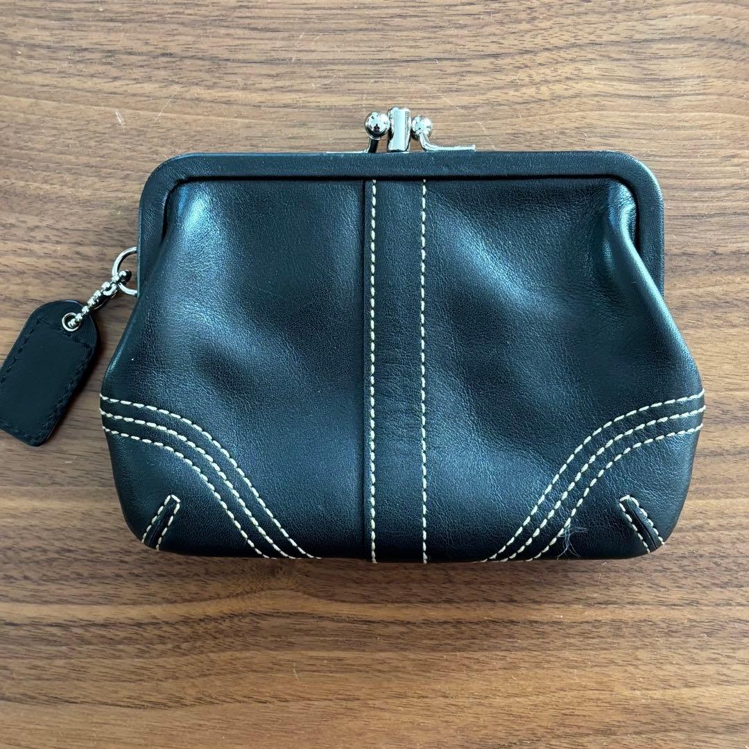COACH　コーチ　がま口　ケース　革　黒