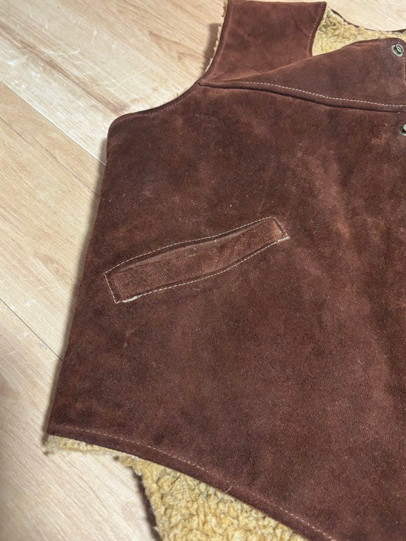 70s〜80s USA製 スエード×ボア レザーベスト L Bill Bros