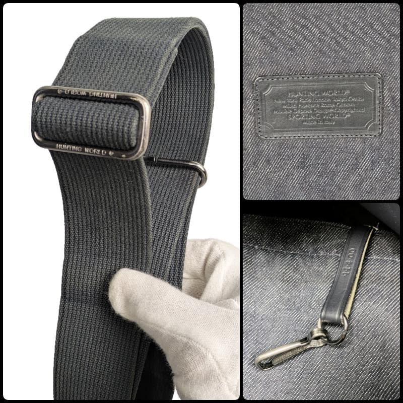 ハンティングワールド デニム ショルダーバッグ デカロゴ メッセンジャーバック