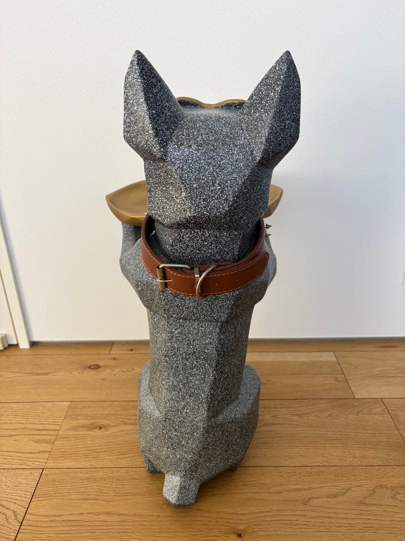 【美品】犬型トレイ付き置物 ドッグ サングラス ベルト 首輪 鍵置き オブジェ