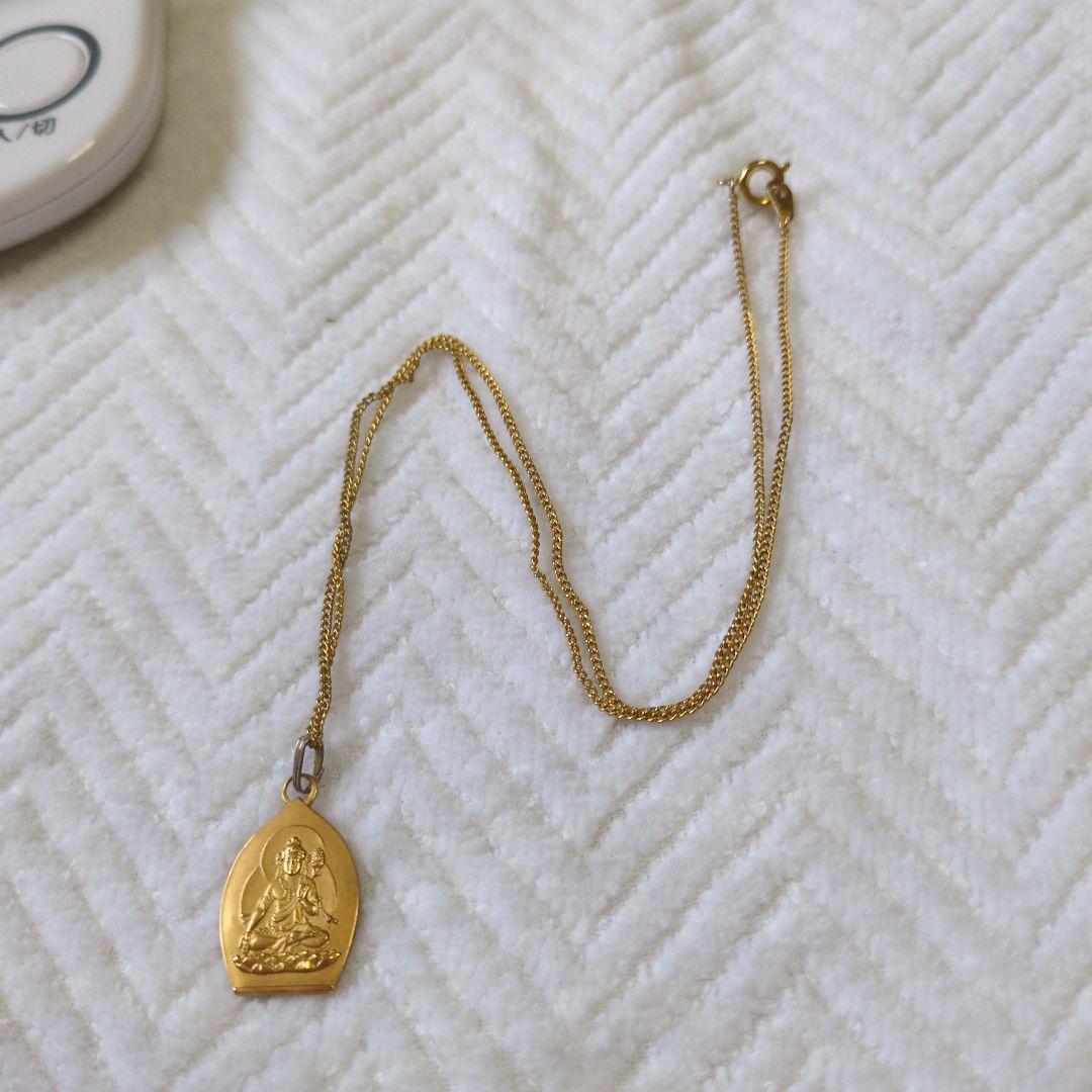 少林山達磨寺十二支お守り　御本尊　虎年　ゴールドプレート仏像ペンダントネックレス