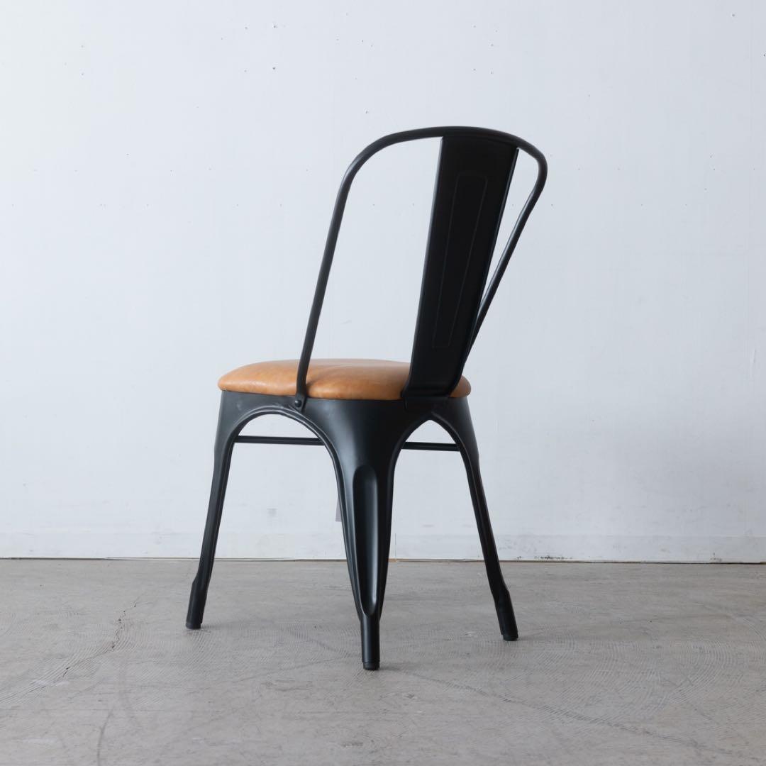 工業デザイン ダイニングチェア 黒と茶色