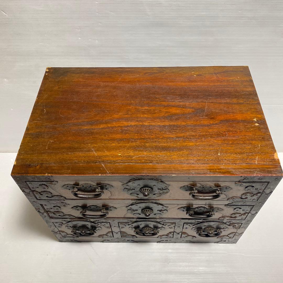 木製箪笥 5引き出し 時代家具 和風 レトロアンティーク 金具付き 収納 和家具