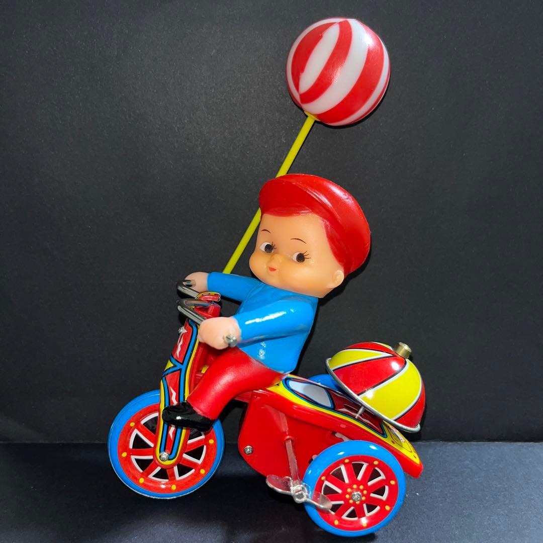 【希少】 ブリキ　三輪車　おもちゃ　昭和レトロ　アンティーク　ゼンマイ　ネジ巻き