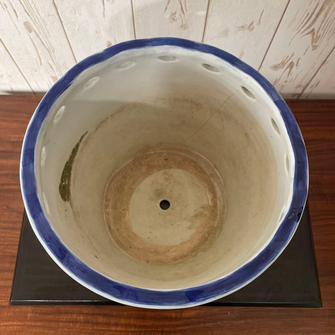 盆栽鉢　睡蓮鉢　蘭鉢　懸崖　植木鉢　観葉植物　山野草　花　染付け　大鉢