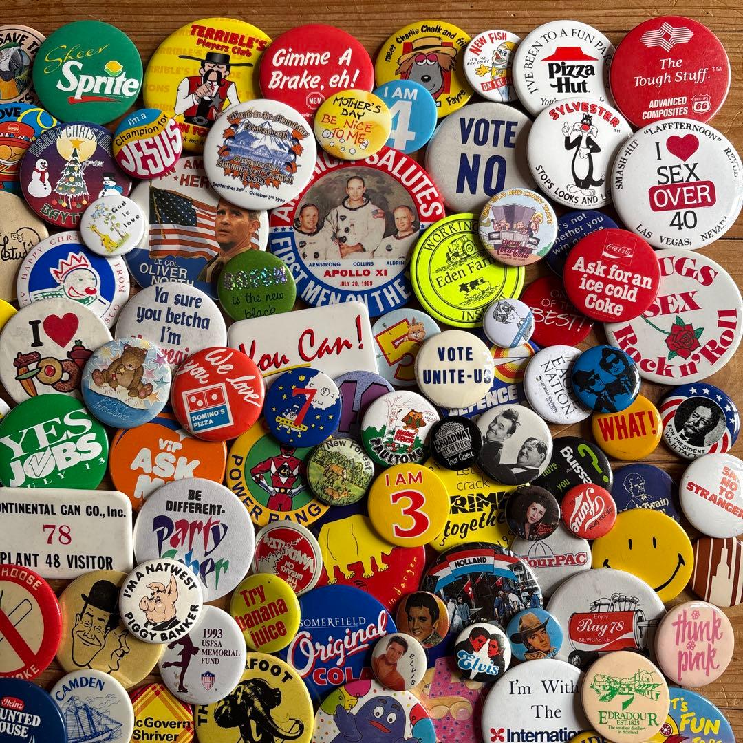 ヴィンテージ缶バッジ300個OVER ／US／UK VINTAGE