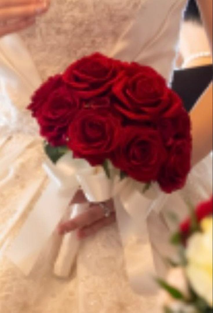 赤い薔薇　ブーケ＆ブートニア　バラ造花