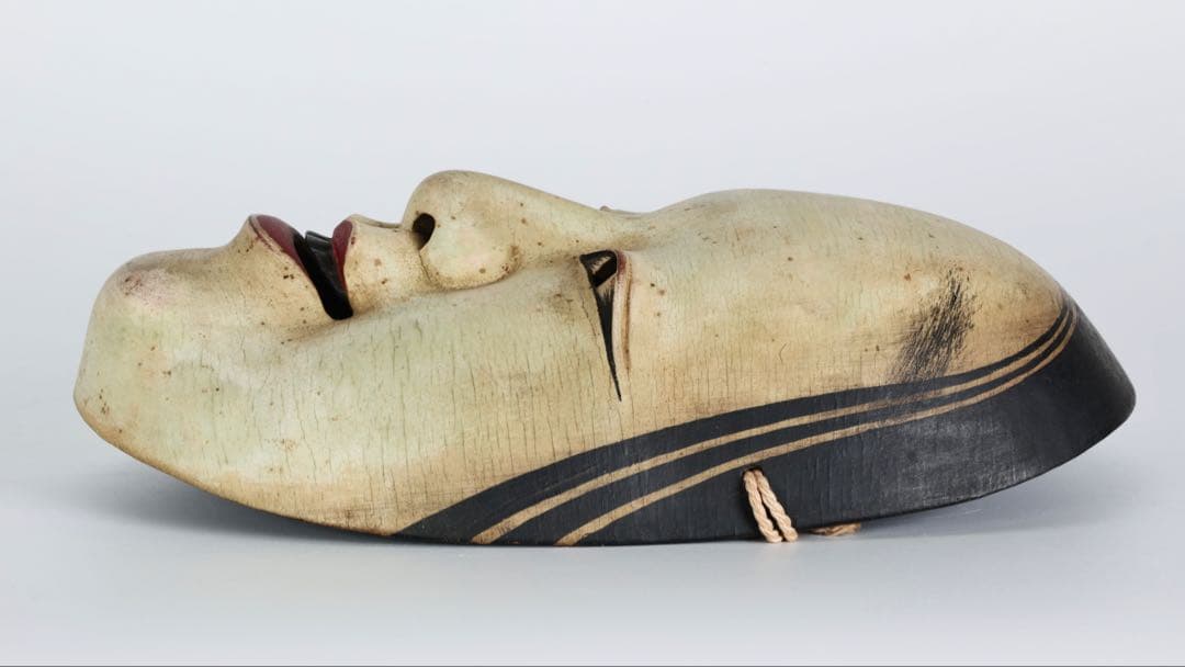 能面　お面　能面師 佐藤助雄 木彫能面 小面 在銘 箱付 狂言 能楽