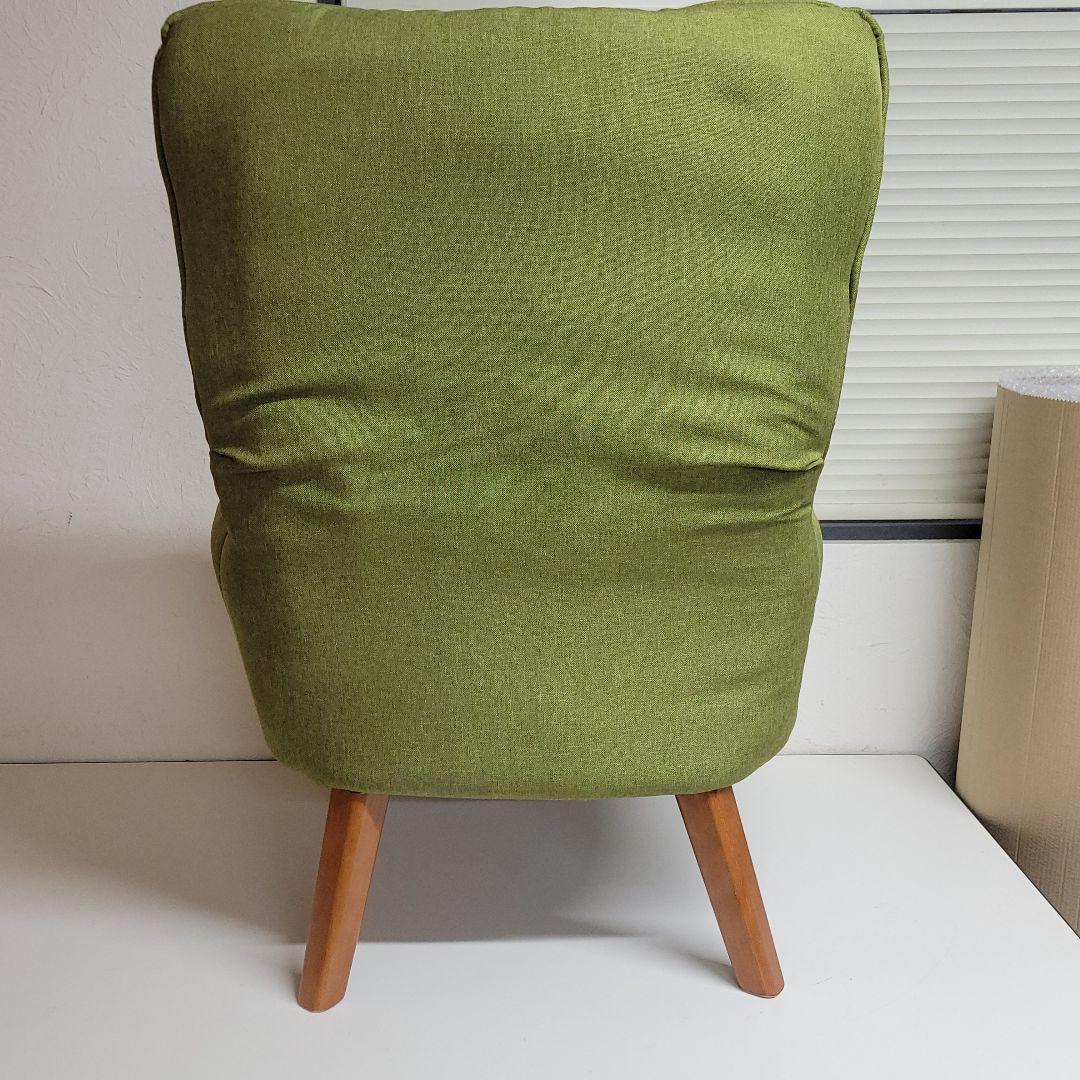 北欧風 折りたたみ 1人掛け ハイバックソファ/アームチェア グリーン 木製脚