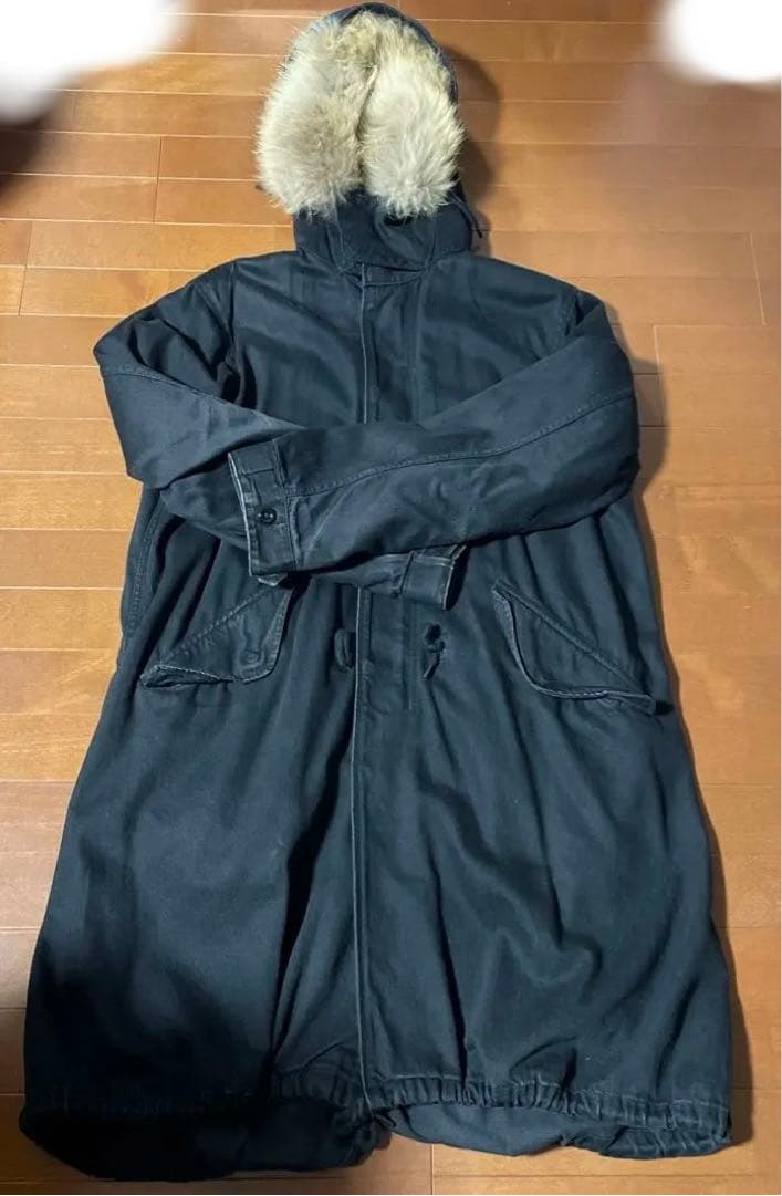 【定価107,800円】デニムキルトライナー付きモッズコート（ブラック）