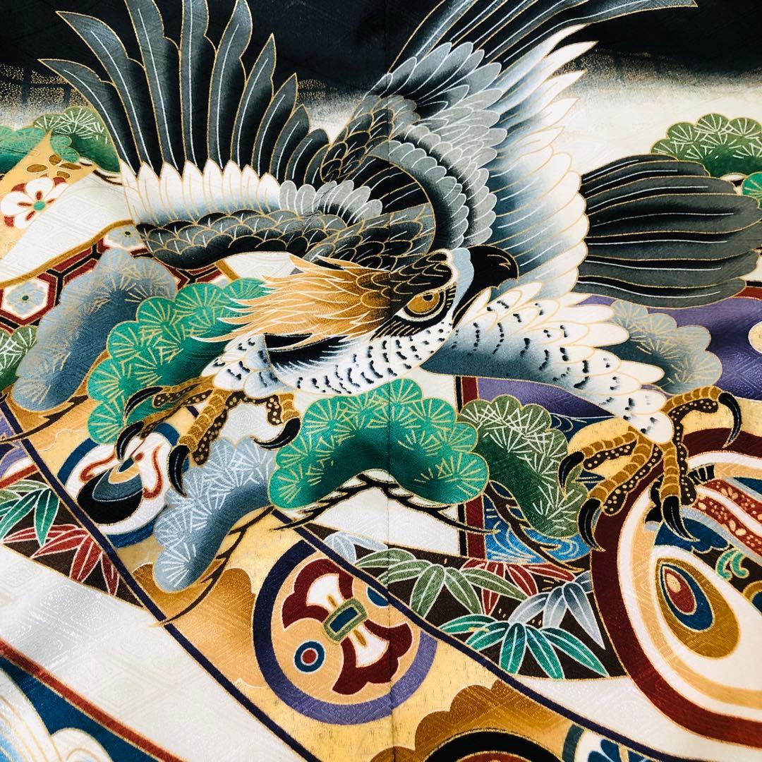七五三 五歳‼️豪華絢爛新品完全フルセット‼️着物羽織り鷹金彩金箔‼️お家から揃える無