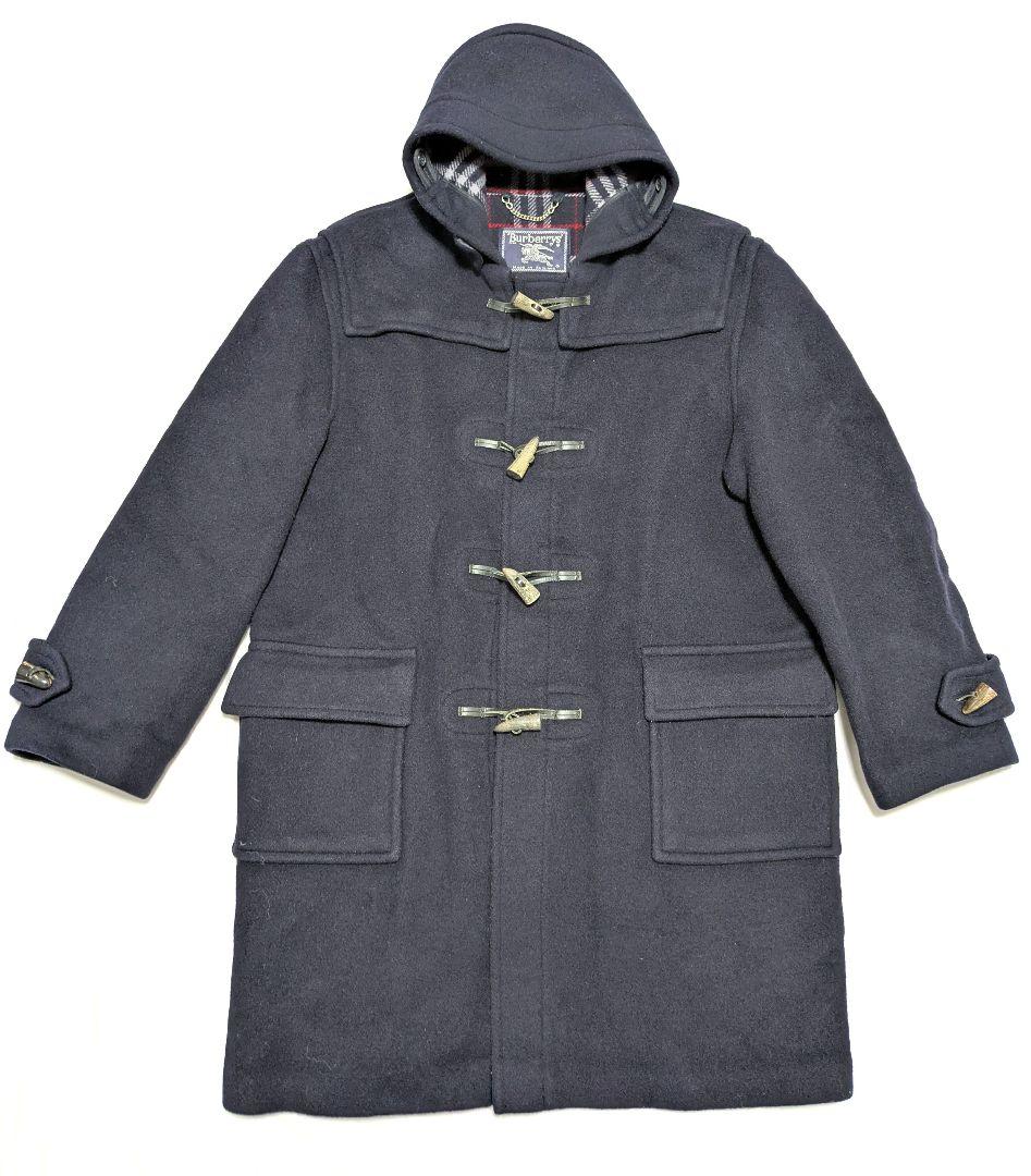 Burberry ダッフルコート ネイビー ノバチェック ウール100% XL