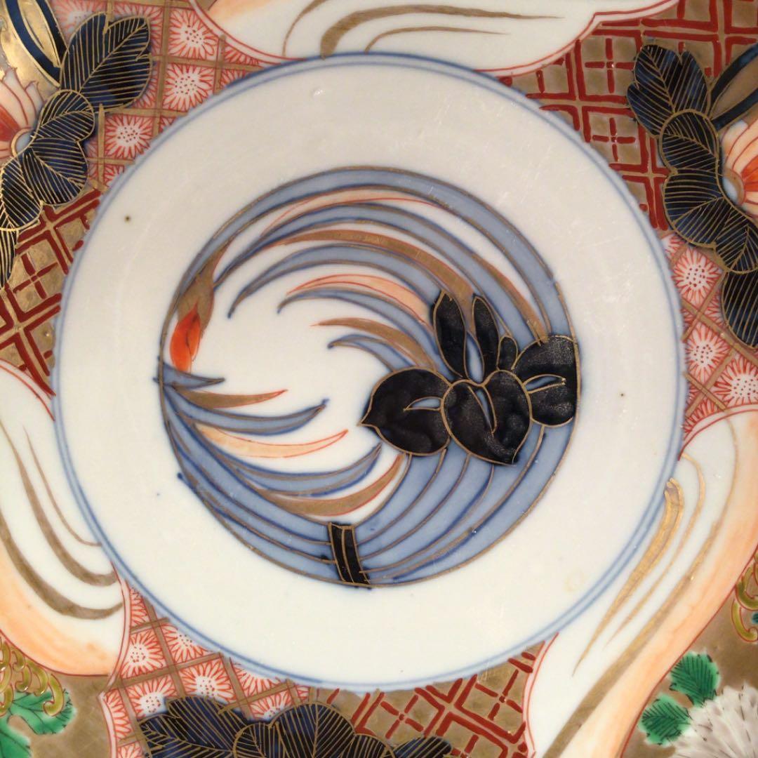 A539 古伊万里 金蘭手　見込菖蒲　窓絵流水菊紋様　大鉢　　1客