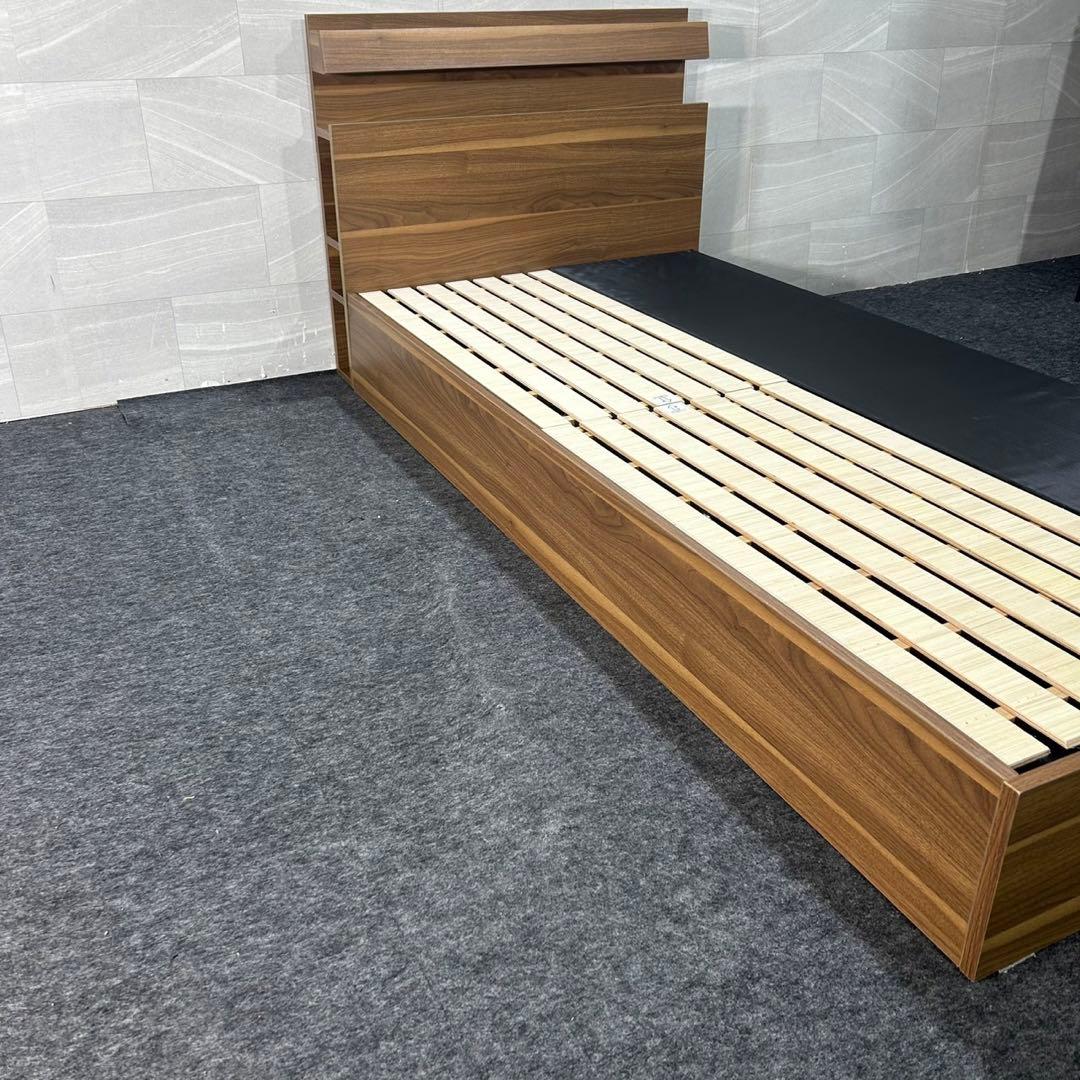 ナフコ 収納付きベッドフレーム シングル コンセント付き シンプル d3471