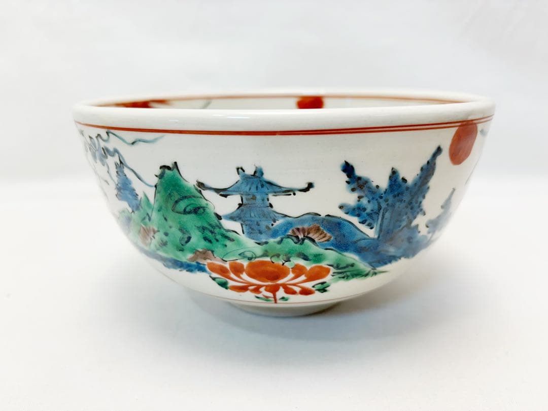 未使用 茶道具 三代目 森岡嘉祥作 呉須赤絵鉢 麒麟 茶器 茶事 陶印 共布共箱