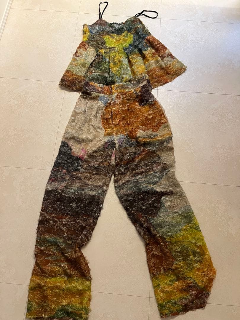 パンツ AMERI24SS MEDI RACHEL FLUFFY ART PANTS M