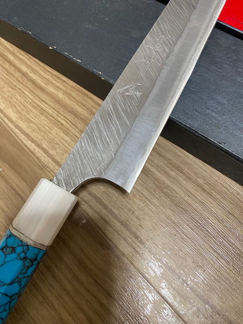 黒崎 優 牛刀包丁 300mm 特注 風神 ターコイズ柄 SG2
