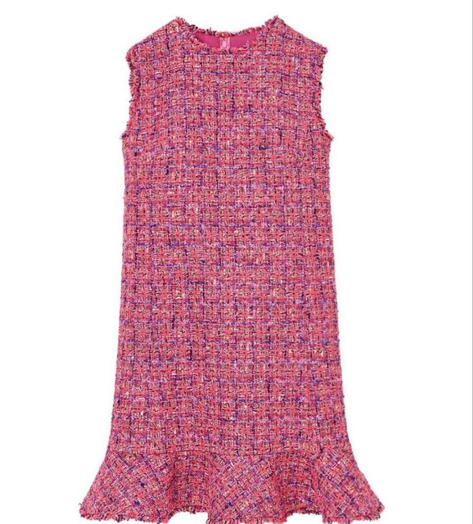 最終価格！美品アナイシャネルツイード　ネオンツイードヘムフリル ワンピース