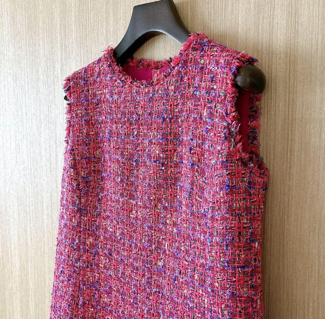 最終価格！美品アナイシャネルツイード　ネオンツイードヘムフリル ワンピース