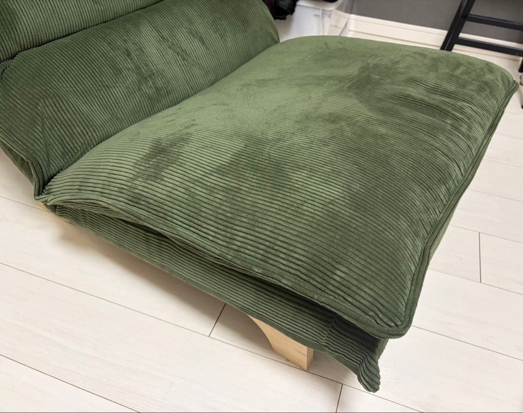 ダブルクッション ローソファ モスグリーン 日本製