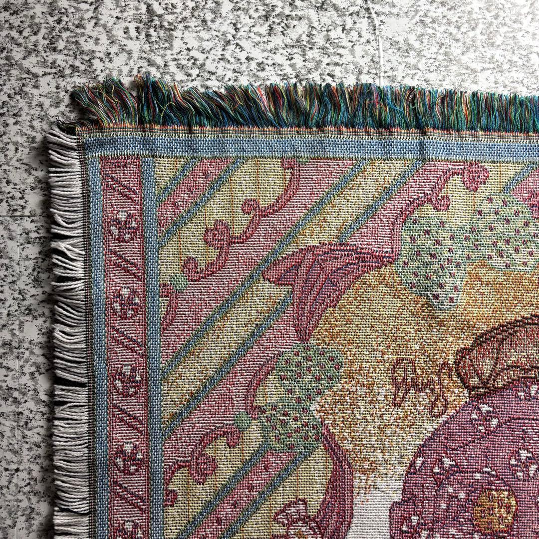 【90s USA製】プレシャスモーメント　ヴィンテージラグ　タペストリー　マット