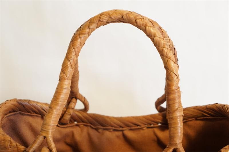 山葡萄 リング取手 籠 バッグ 六角花束嵌入 乱れ編み かごバッグ