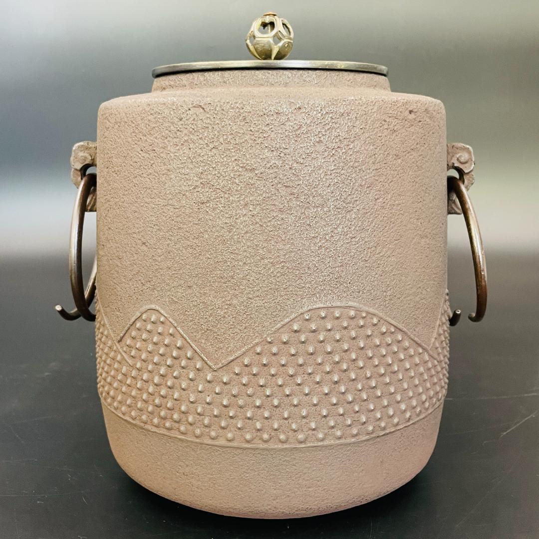 鵬雲斎好 遠山釜 釜師 増山馨鉄 銅蓋 金属工芸 共箱 栞付 R8SB79