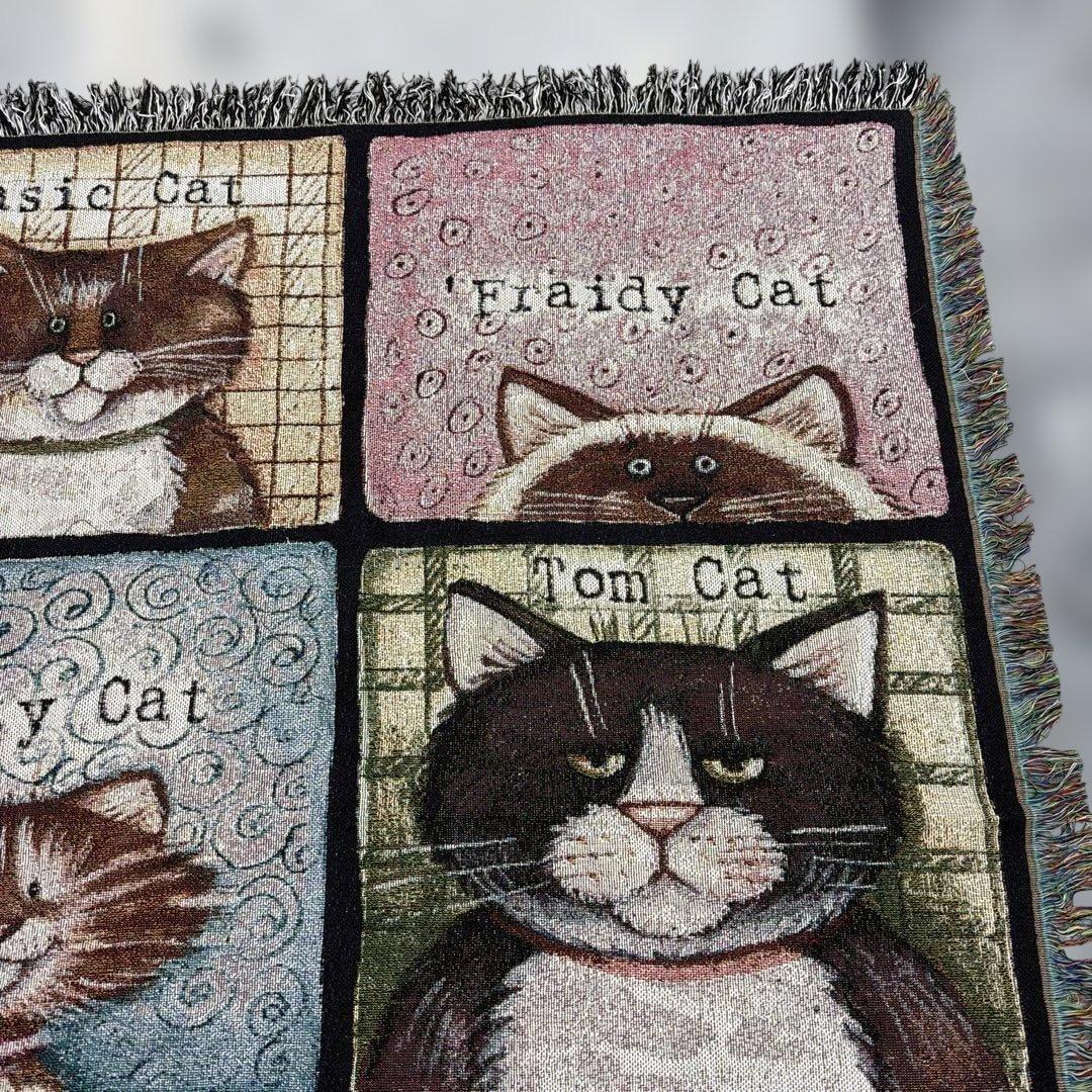 猫　マルチカバー　ソファカバー　ヴィンテージラグブランケット　153x122