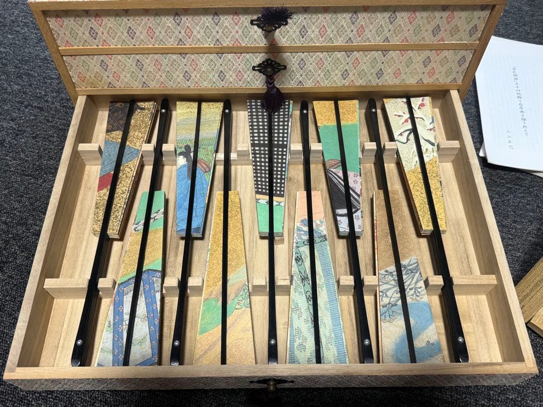 【 源氏物語飾り扇 】フランクリン画廊 解説書付き 27本 源氏物語 扇