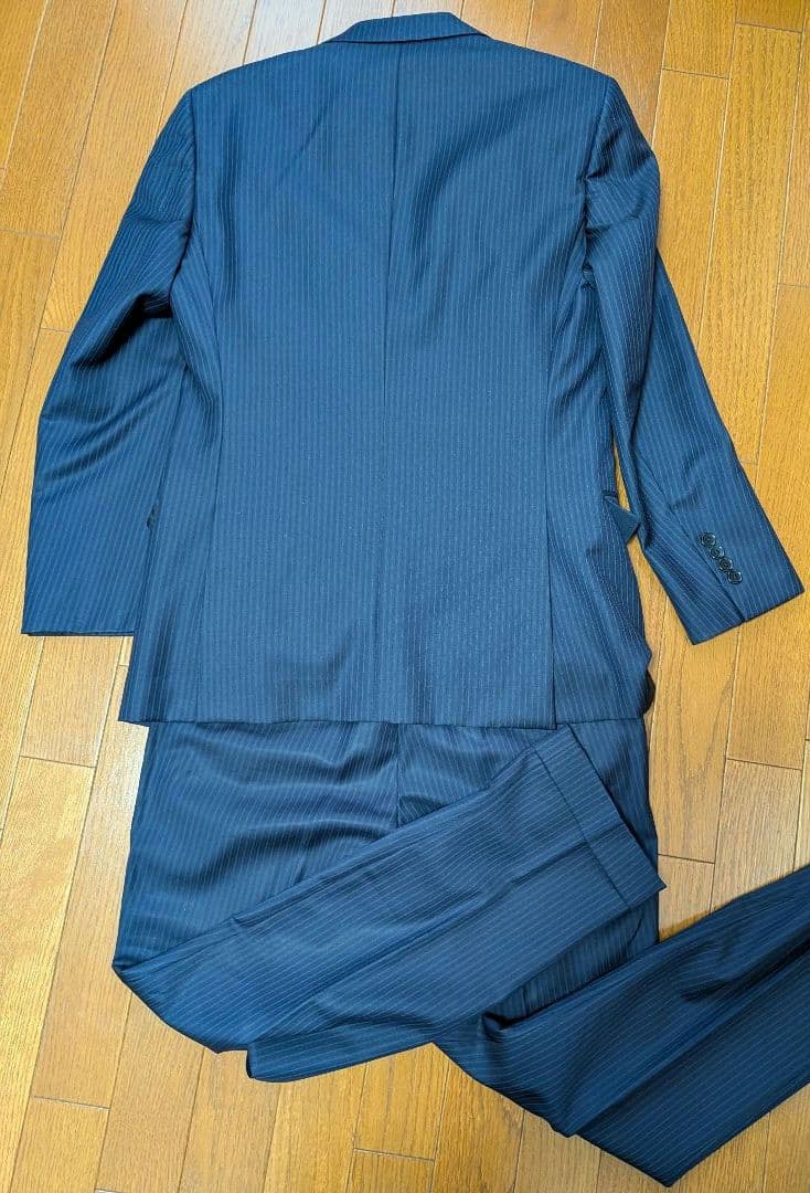 ブルックスブラザーズ　カノニコ社生地　 ネイビーストライプスーツ　サイズ44程度