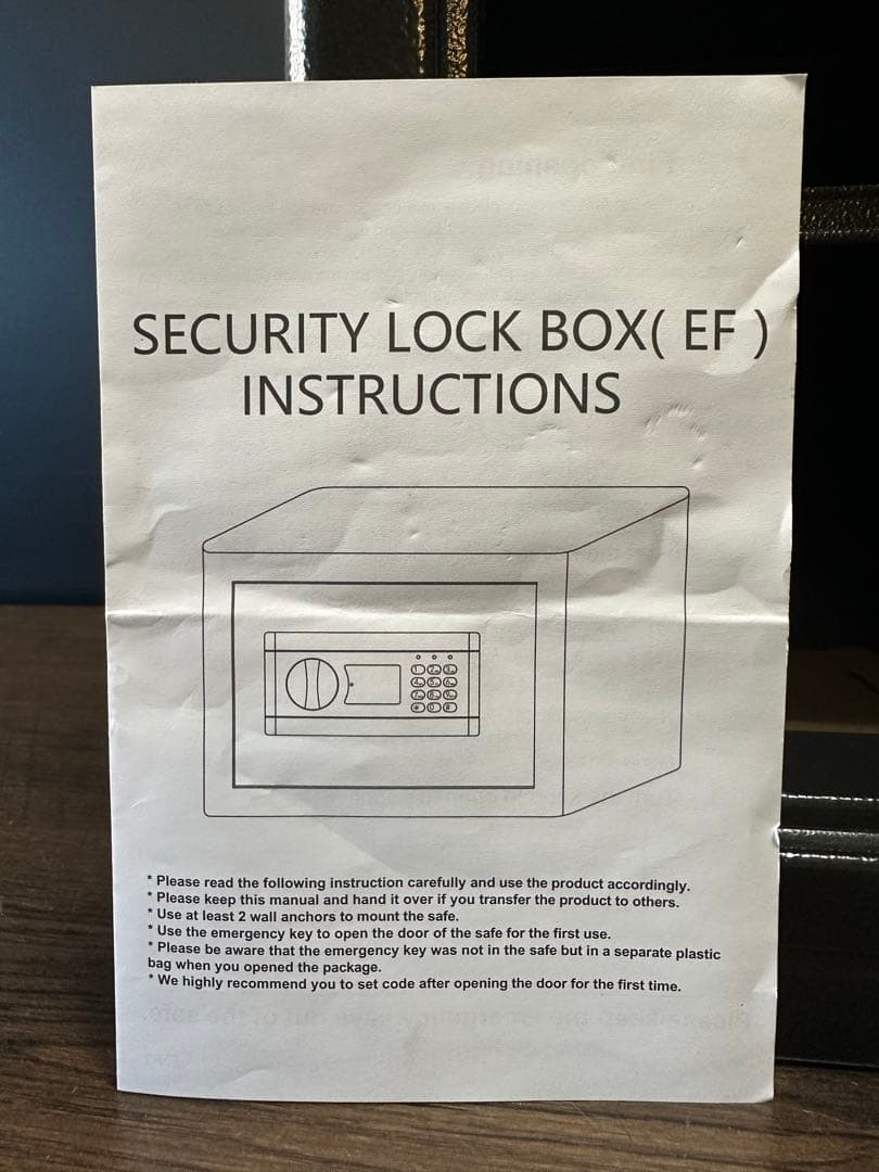 テンキーロック金庫 ブラック セーフティボックス シリンダー錠