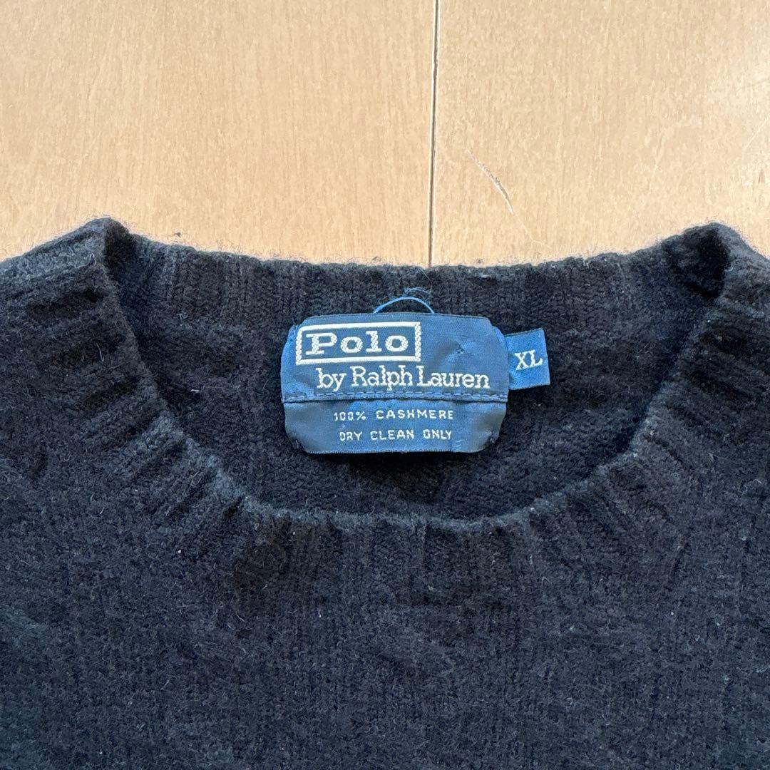ラルフローレン　カシミヤ　ケーブルニット　黒　XL