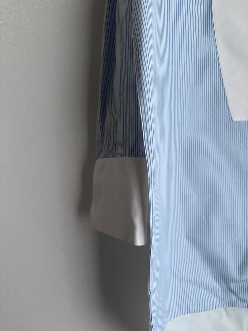 ロエベ　ロングシャツ　ストライプ切替 長袖シャツ アシンメトリー　サイズ32