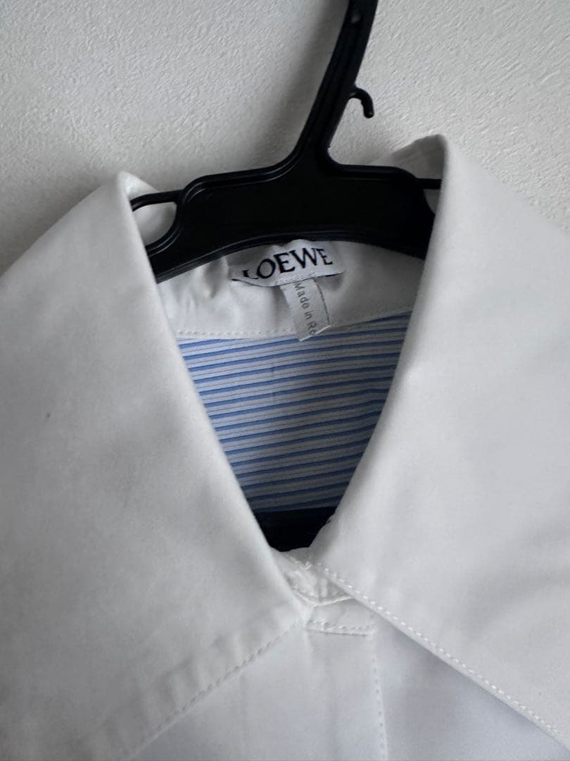 ロエベ　ロングシャツ　ストライプ切替 長袖シャツ アシンメトリー　サイズ32