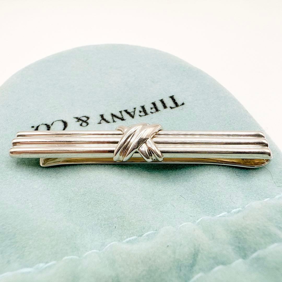 2527-2 【保存袋付き　美品】Tiffany タイピン シグネチャー
