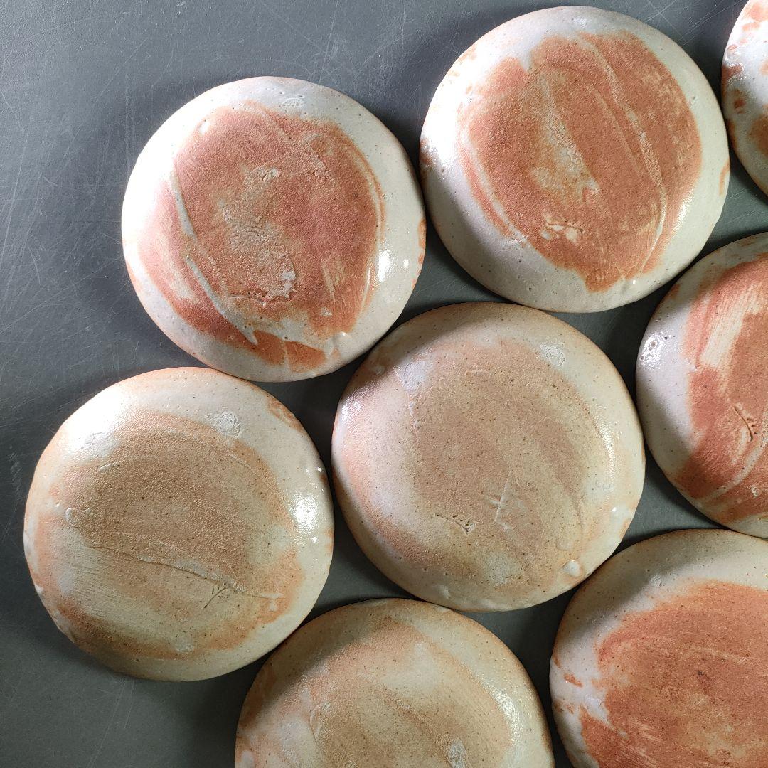 A942-1/大萱窯/加藤弥右衛門 造/志野銘々皿8客/小皿/向付/