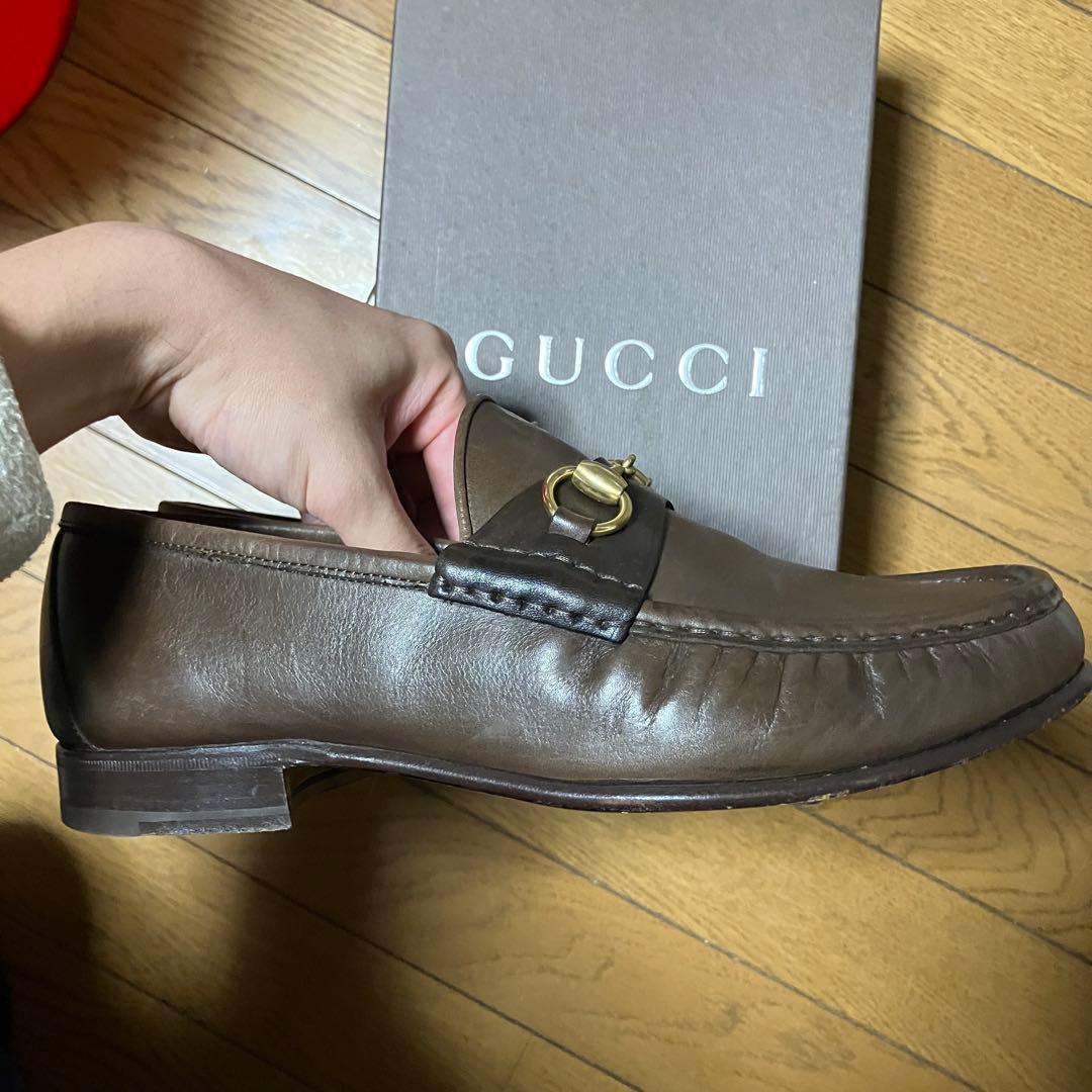 【美品】GUCCI ブラウンレザー ローファー　靴　42E ホースビット