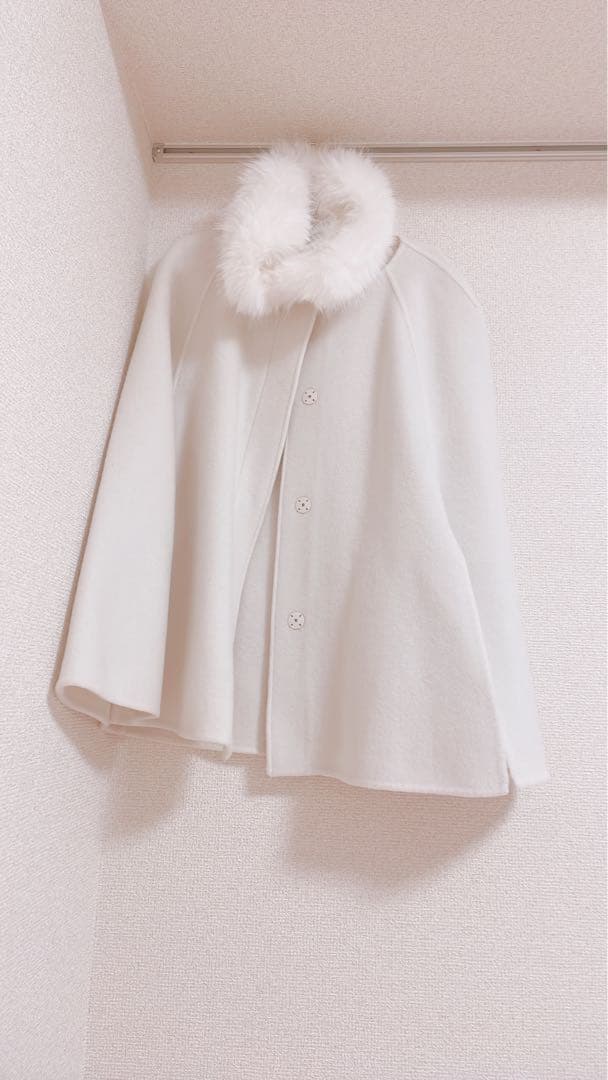 CELFORD ホワイト ケープコート　ファーティペットケープ　FREE