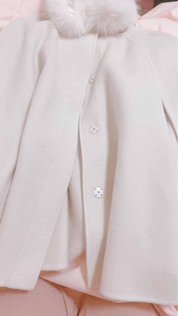 CELFORD ホワイト ケープコート　ファーティペットケープ　FREE