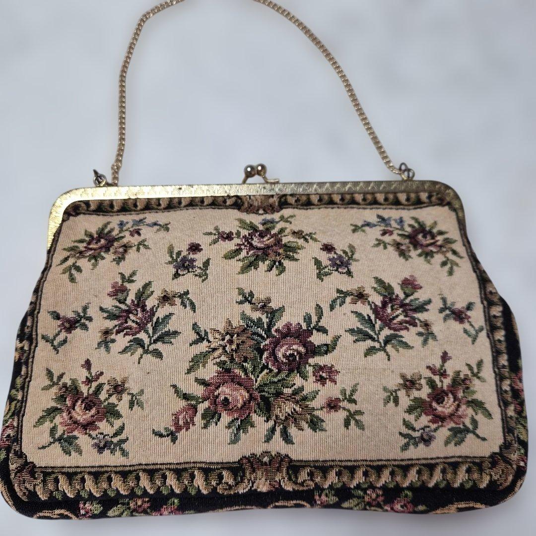 西ドイツ製【アンティークゴブラン織バッグ】