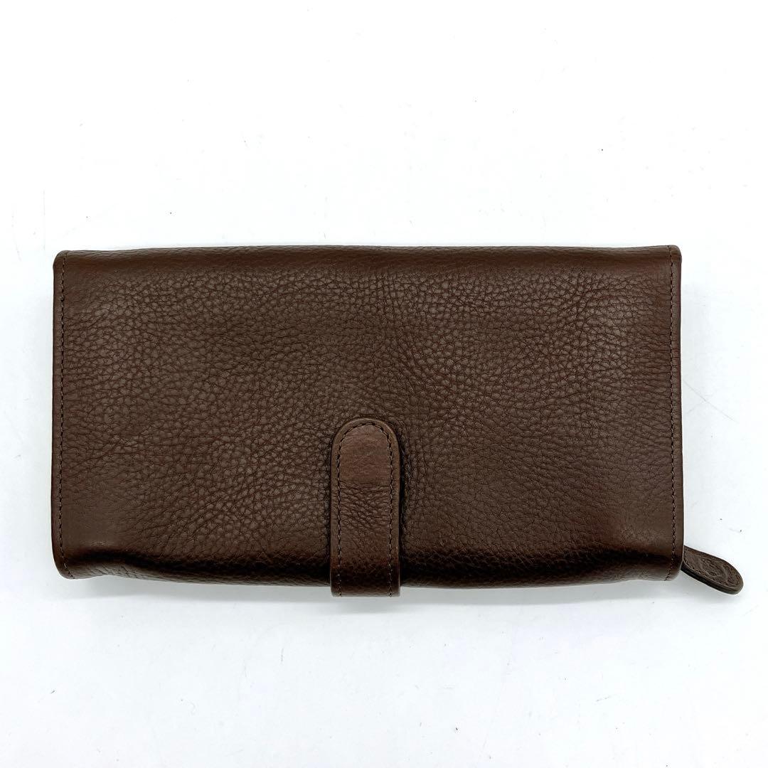 極美品【CI-VA】長財布　ロゴ型押し　レザー　ダークブラウン