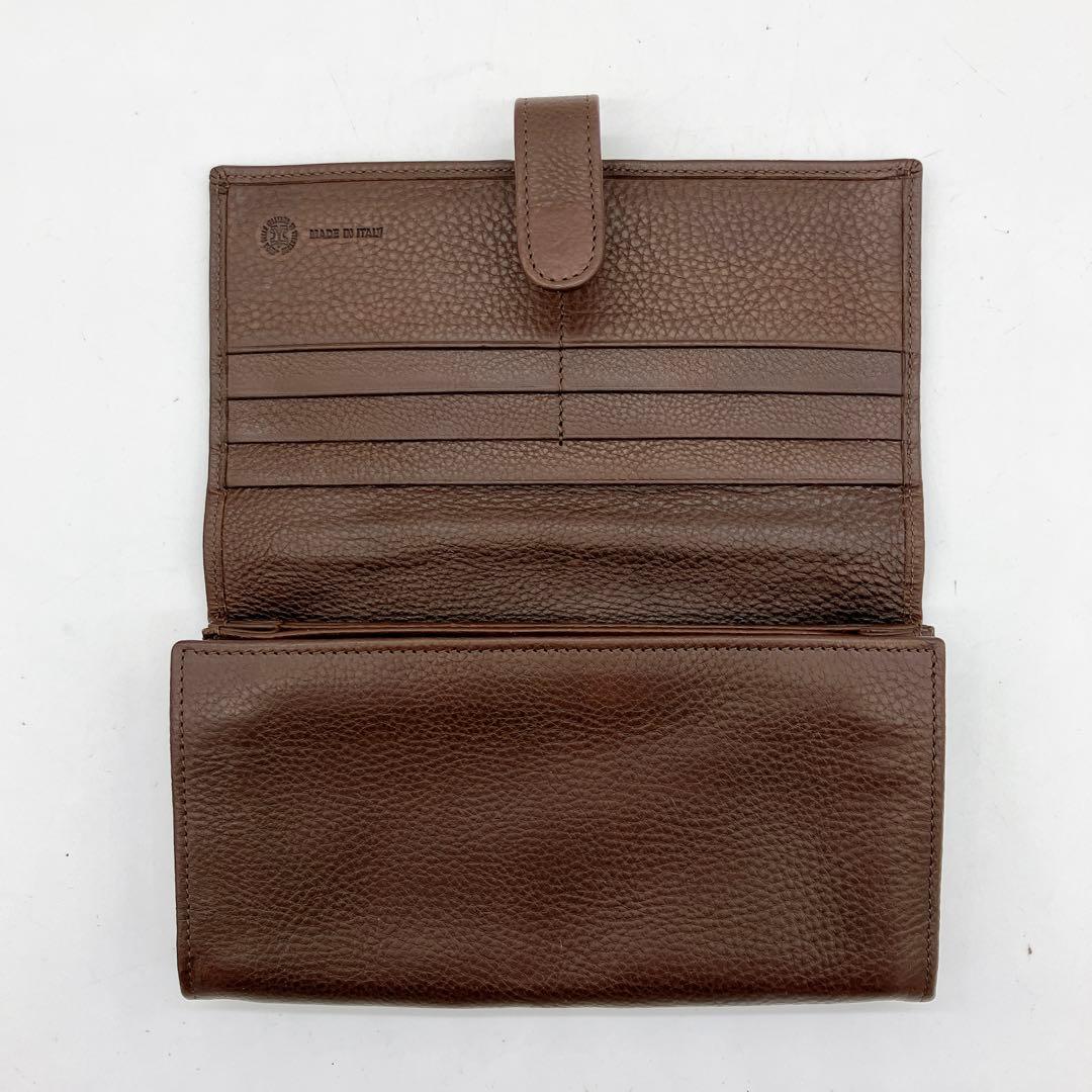 極美品【CI-VA】長財布　ロゴ型押し　レザー　ダークブラウン