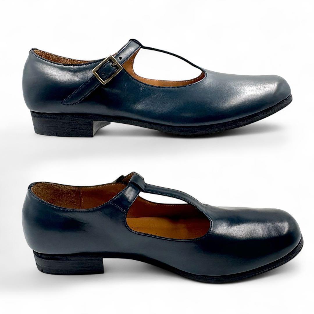 【極美品】 R.U. ベス T字ストラップシューズ 38 カーフレザー ネイビー