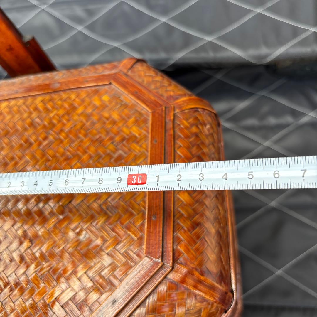 3段　竹細工？　アンティーク　収納ケース