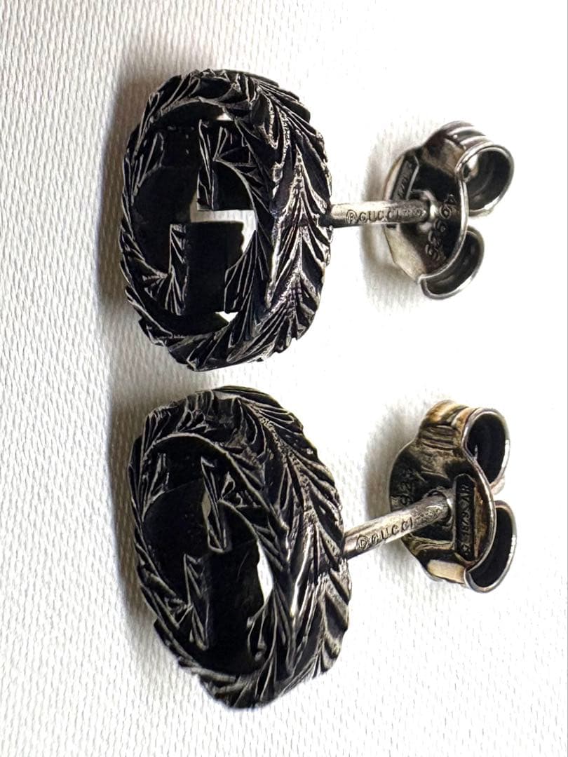 未使用　極美品　グッチ　GUCCI シルバー ピアス インターロッキングG 両耳