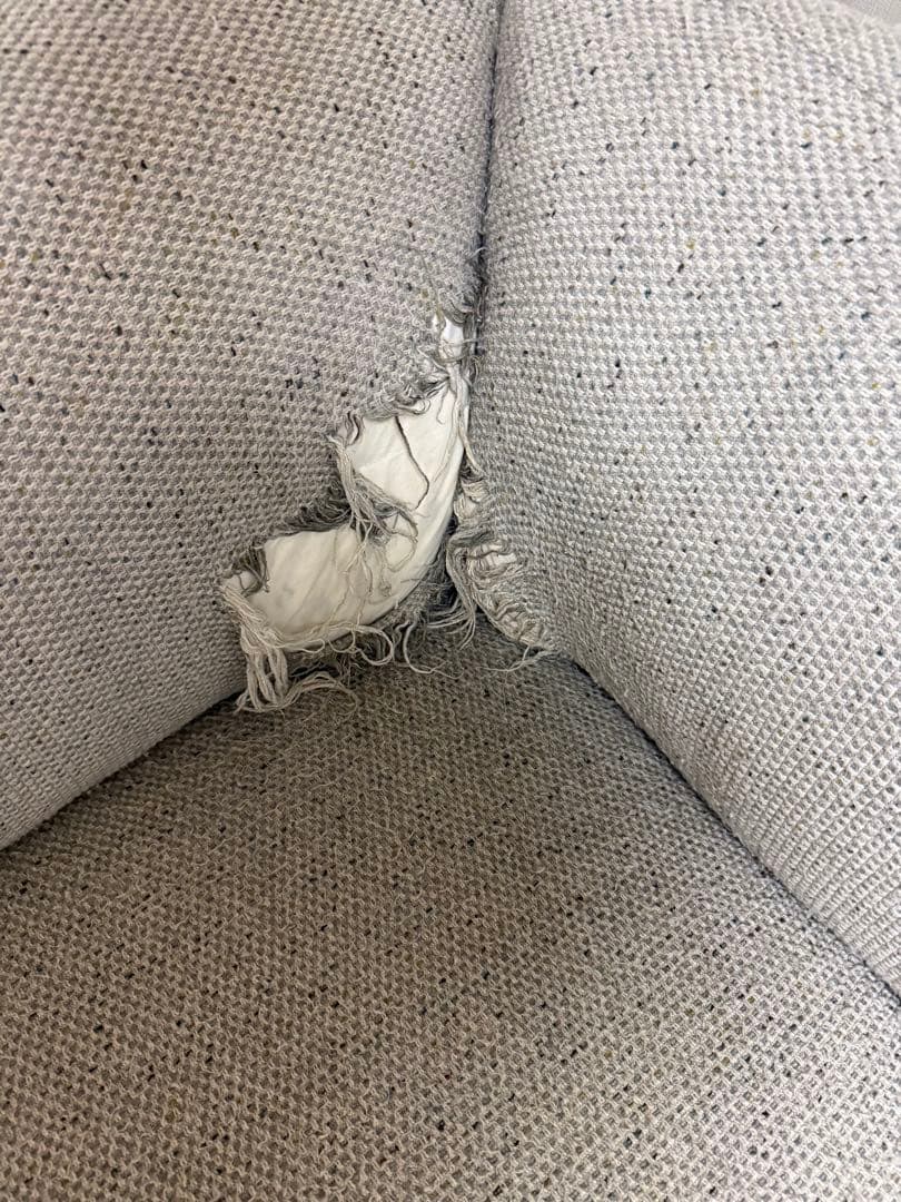 グレー L字型ファブリックソファ