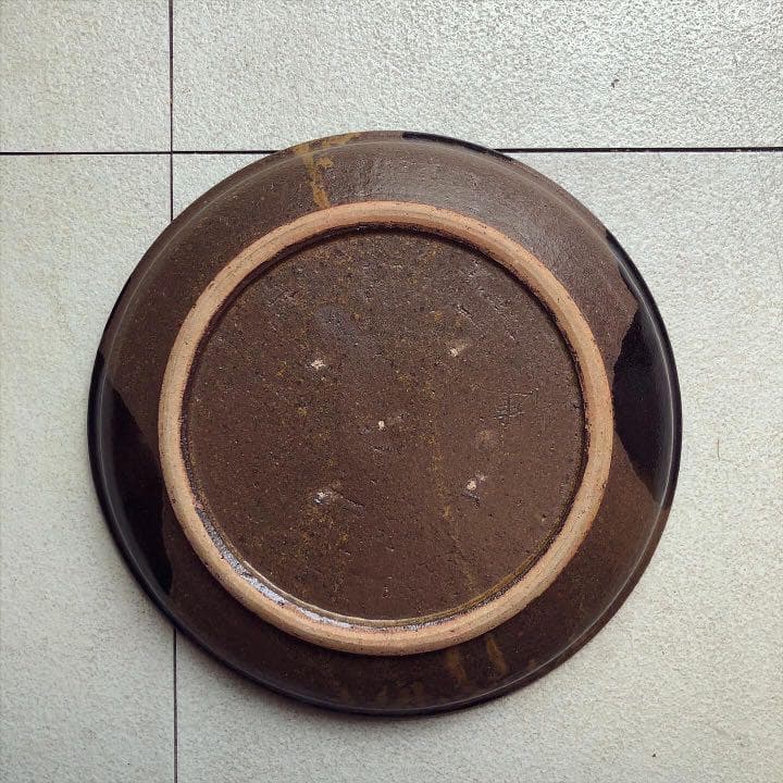 【食器】黒地にお花の大皿 プレート 和風