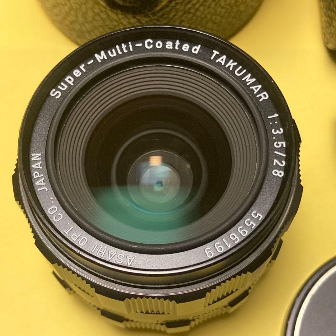 極美品 付属完備 M42 TAKUMAR 28mm F3.5 純正角型フード