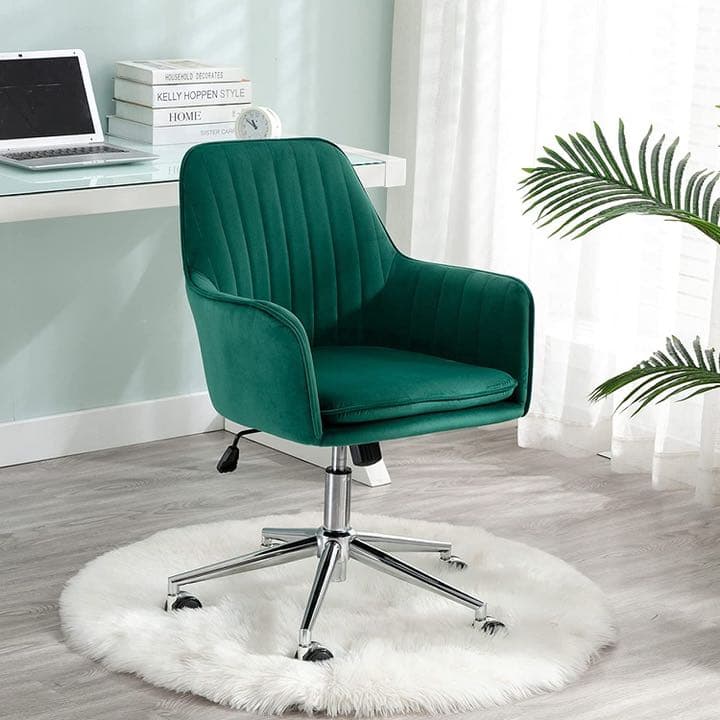 オフィスチェア キャスター付き 昇降式 デスクチェア ベルベット パソコンチェア